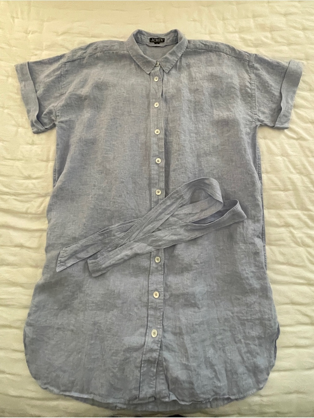 J.Crew Capitaine Light Blue Linen Tie-Waist Shirt Dress Women's XL - Picture 5 of 11